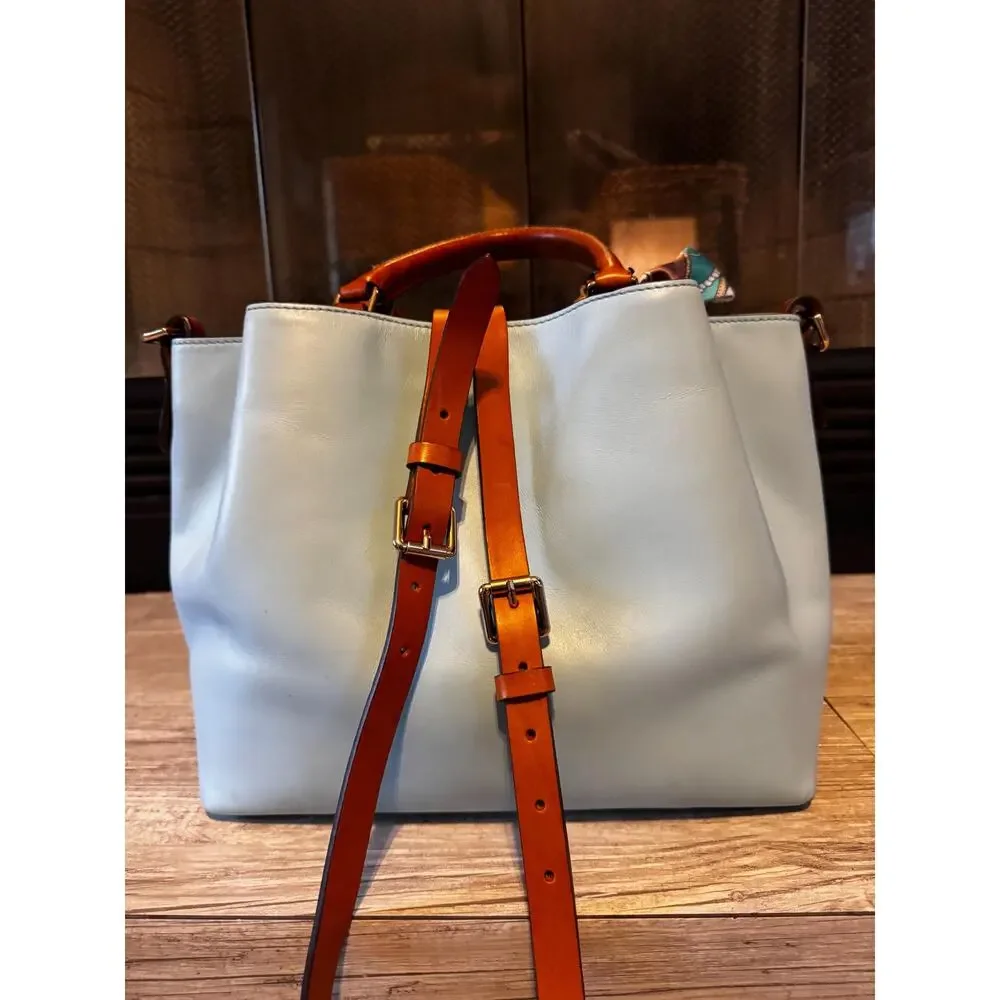 Dooney & Bourke Barlow Satchel Handbag – Robins Egg Blue Leather Crossbody Bag - Picture 6 of 16